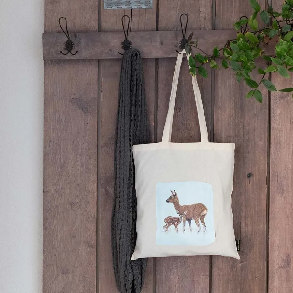 Baumwolltasche Ricke mit ihrem Rehkitz