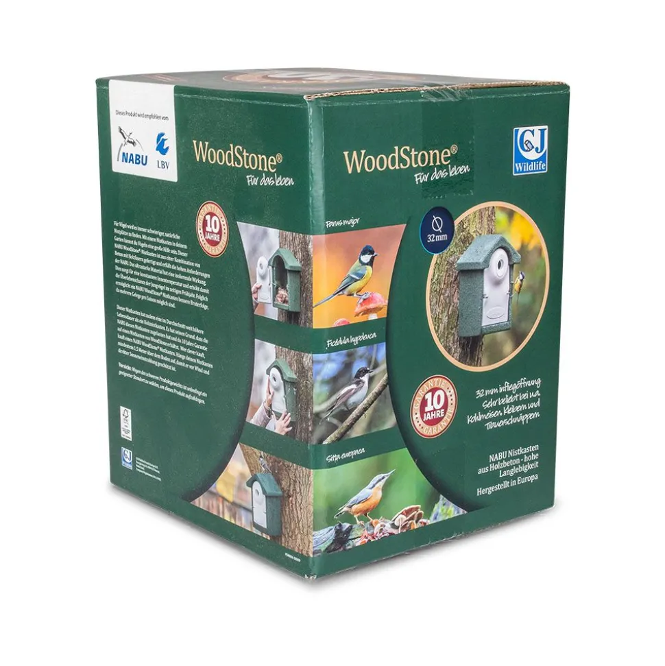 Nistkasten Holzbeton mit NABU-Wortmarke, 32 mm