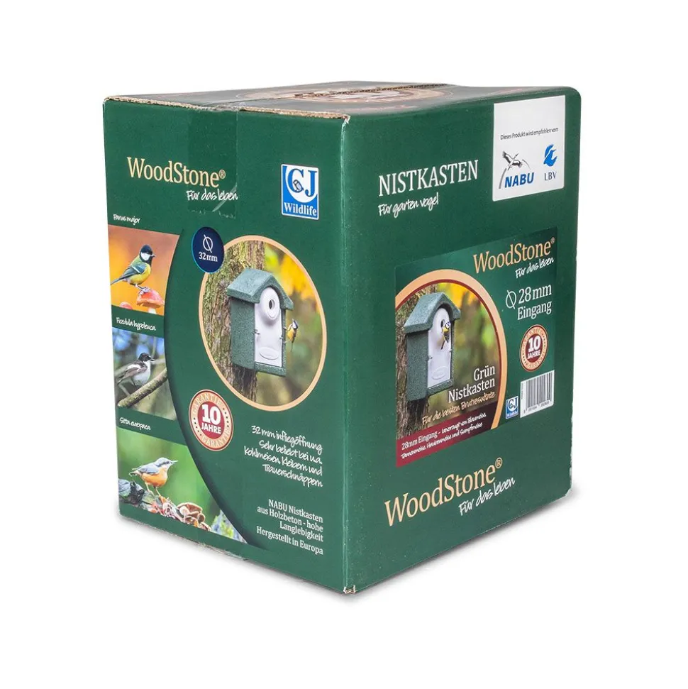 Nistkasten Holzbeton mit NABU-Wortmarke, 28 mm