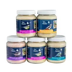 Variationspaket mit 5 Gläsern Vogel-Erdnussbutter (4 Sorten)